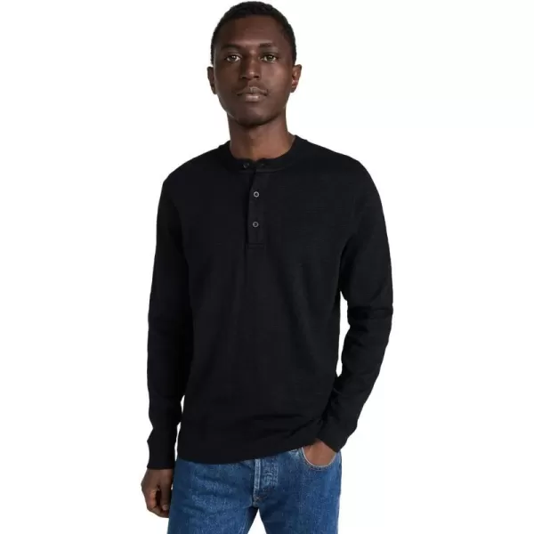 Mens Slub Long Sleeve Henley TeeBlack