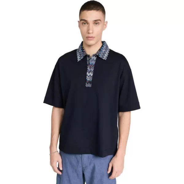 Missoni Mens Short Sleeve PoloNavy and Blue  Bluette