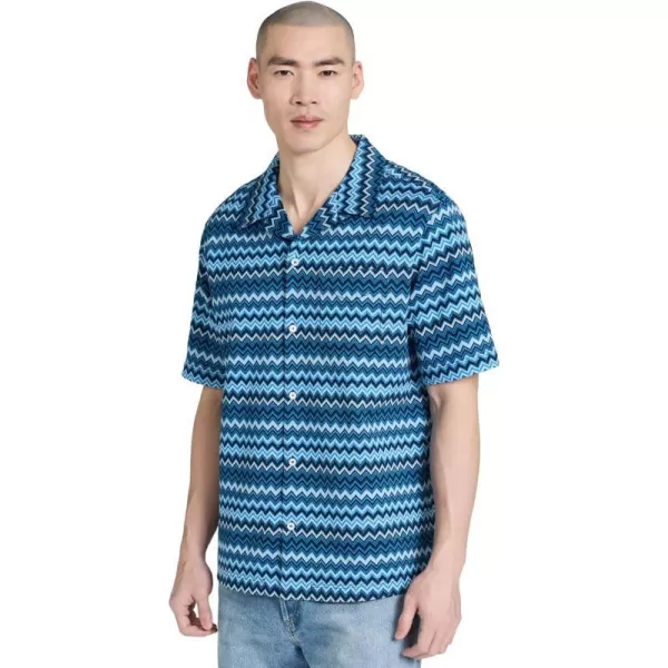 Missoni Mens Short Sleeve ShirtBlue Tones Zig Zag