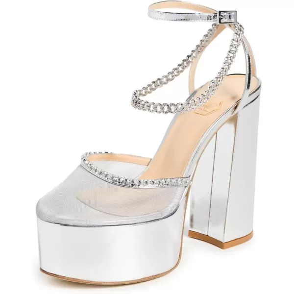 Nalebe Womens Stellar Platform Iridescent HeelsSilver