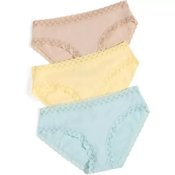 Natori Womens Bliss Cotton Girl Brief 3PackMorning DewPale YellowCaf