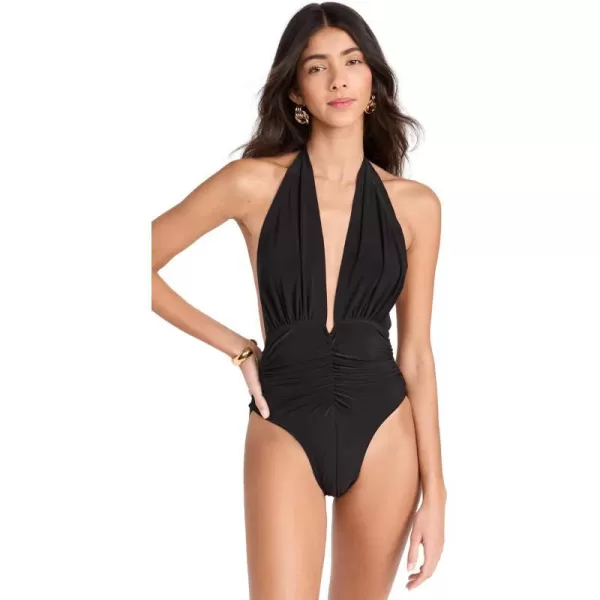 Norma Kamali Womens Halter Slinky Marissa One PieceBlack