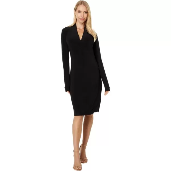 Norma Kamali Womens Long Sleeve Side Draped DressBlack