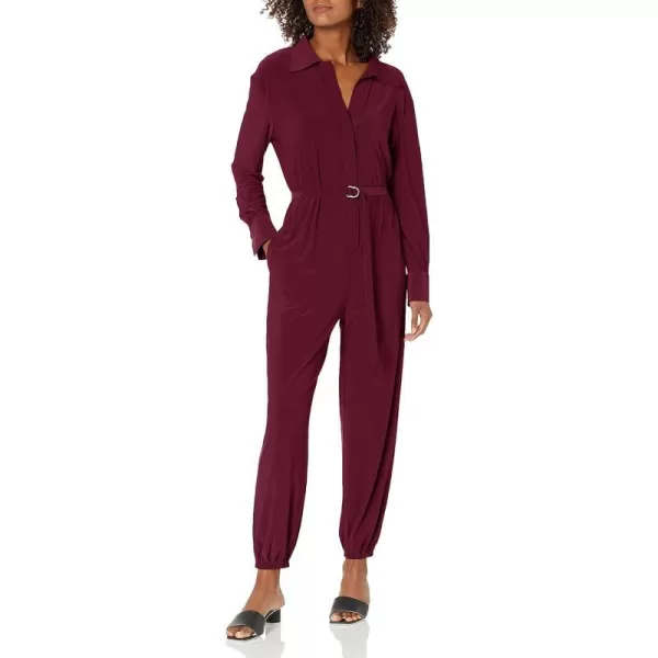 Norma Kamali Womens Shirt Jog JumpsuitPlum