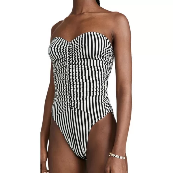 Norma Kamali Womens Slinky Marissa SwimsuitIvoryBlack Stripe