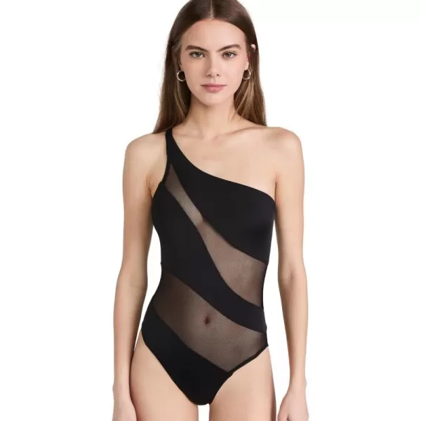 Norma Kamali Womens Snake Mesh Mio One Piece SwimsuitBlackBlack Mesh