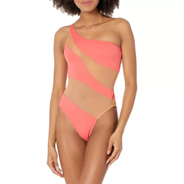 Norma Kamali Womens Snake Mesh Mio One Piece SwimsuitPapaya