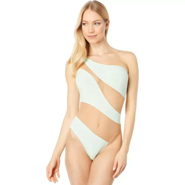 Norma Kamali Womens Snake Mesh Mio One Piece SwimsuitSeafoam