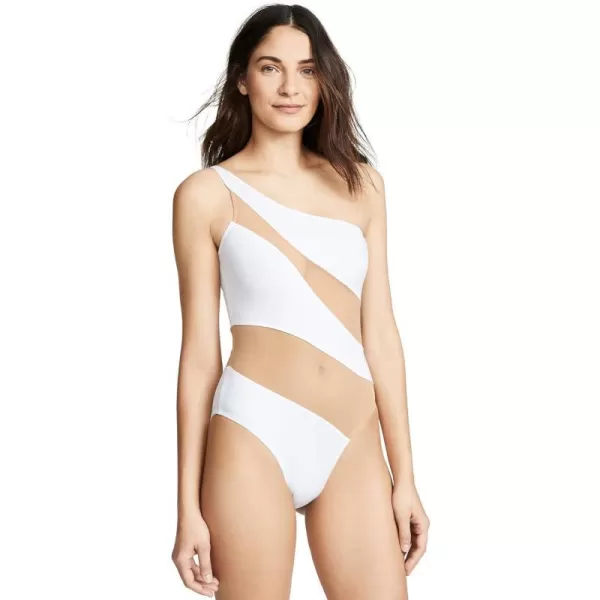 Norma Kamali Womens Snake Mesh Mio One Piece SwimsuitWhite