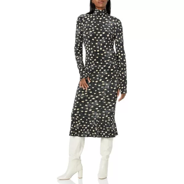 Norma Kamali Womens Turtleneck Fishtail DressScattered Dots