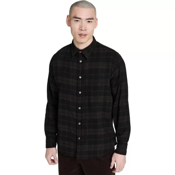 Norse Projects Mens Algot Relaxed Wool Check ShirtEspresso