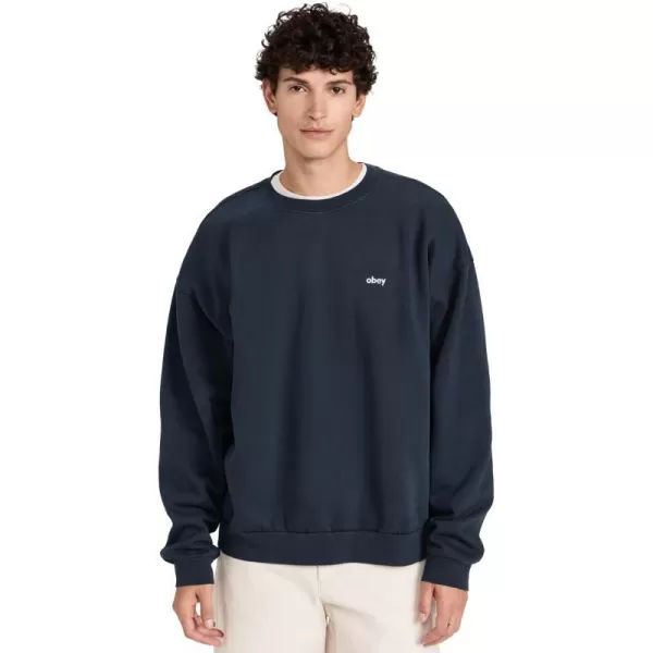 OBEY Mens Lowercase Pigment CrewPigment Academy Navy