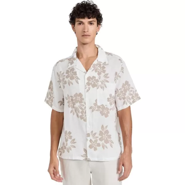 Onia Mens Air Linen Convertible Vacation ShirtWhiteStone