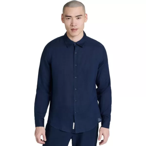 Onia Mens Air Linen Long Sleeve ShirtDeep Navy