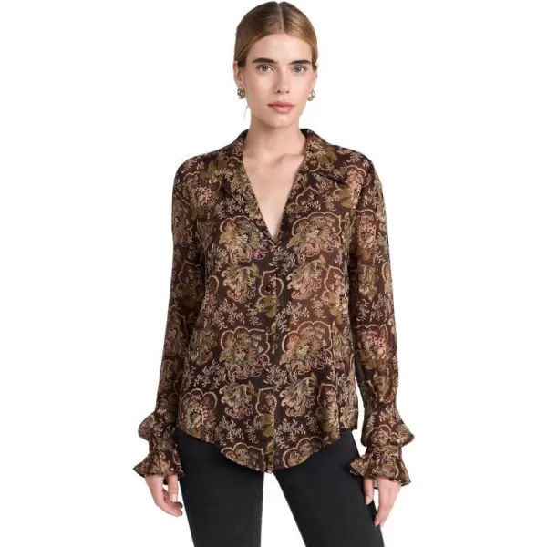 PAIGE Womens Ellyn ShirtBlackBrown