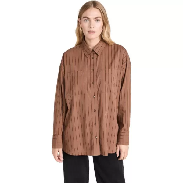 Pistola Denim Womens Rena Button Down ShirtChestnut Noir Stripe