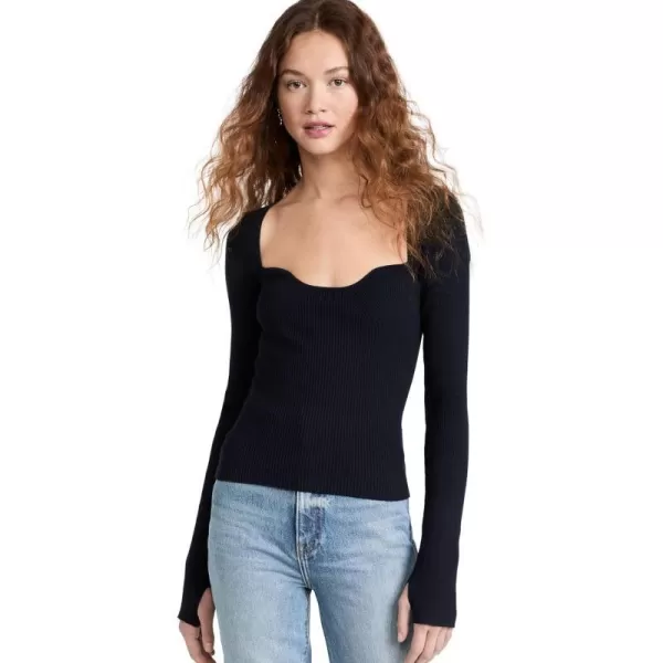 Pistola Denim Womens Taryn Long Sleeve Sweetheart Neck SweaterNavy