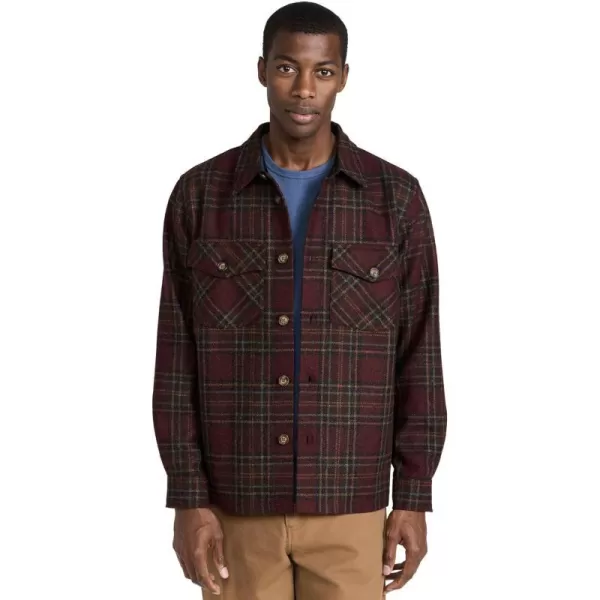 Portuguese Flannel Mens Check Shirt JacketBurgundy