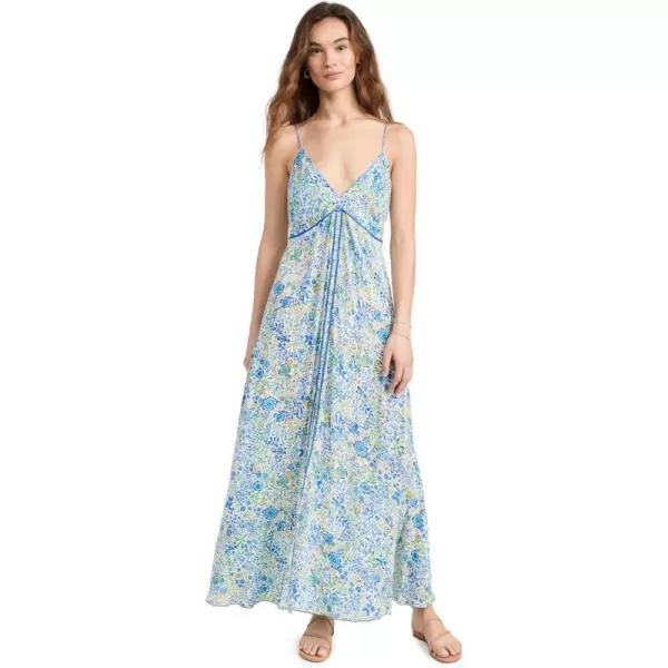 Poupette St Barth Womens Denise V Maxi DressWhite Blue Nature