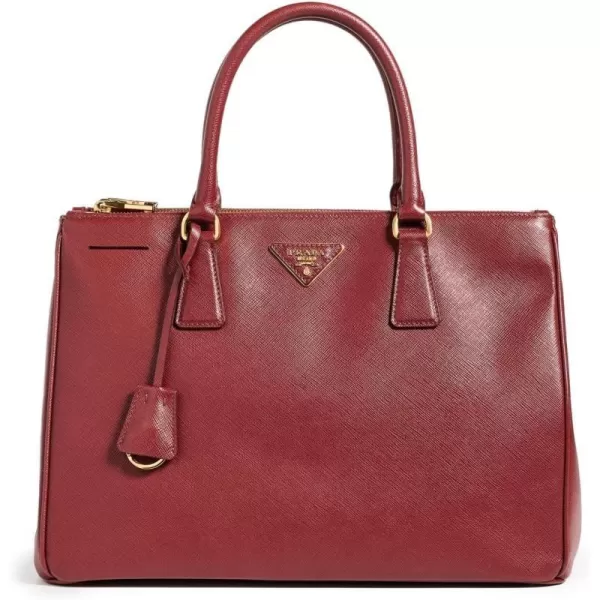 Prada Womens PreLoved Burgundy Saffiano Executive ToteBurgundy