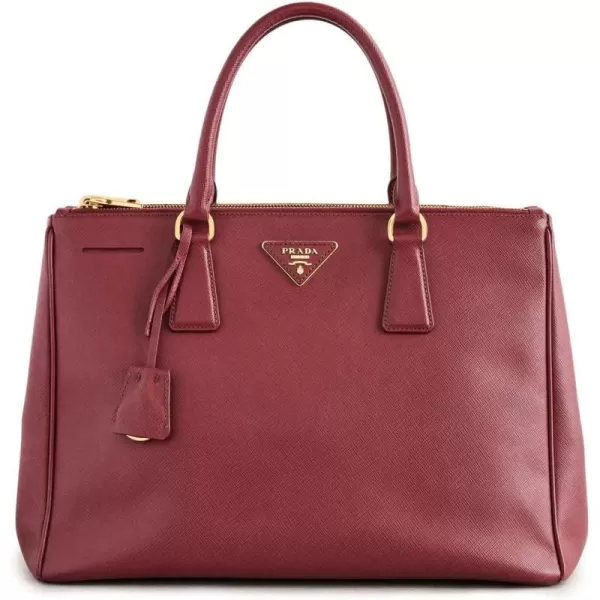 Prada Womens PreLoved Prada Burgundy Saffiano Executive Tote MediumBurgundy