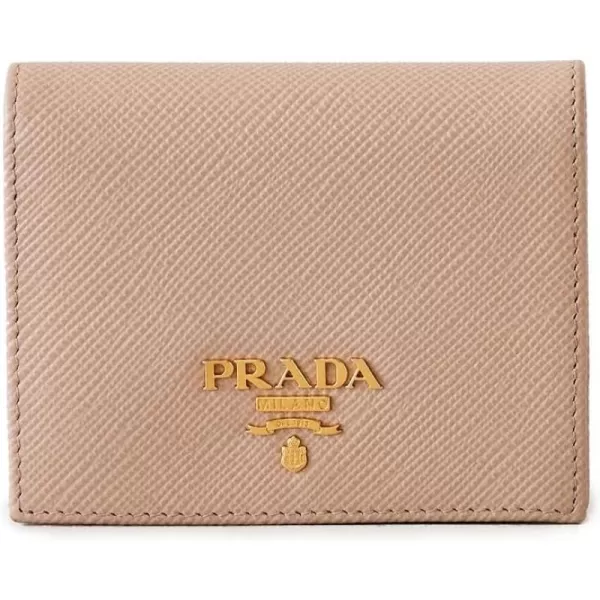 Prada Womens PreLoved Prada Pink Saffiano Compact Wallet Pink One SizePink