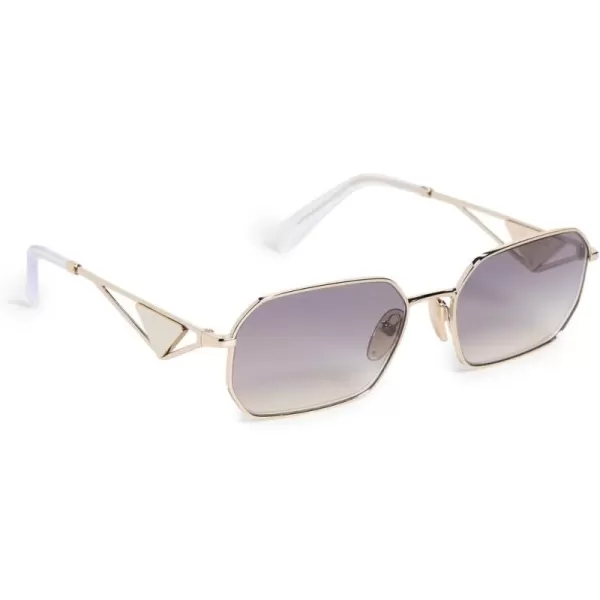 Prada Womens Rectangular Triangle Logo SunglassesPale Gold