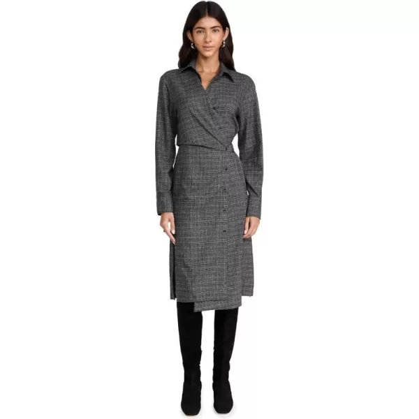 Proenza Schouler White Label Womens Plaid Suiting Wrap DressBlackOffwhiteCitron