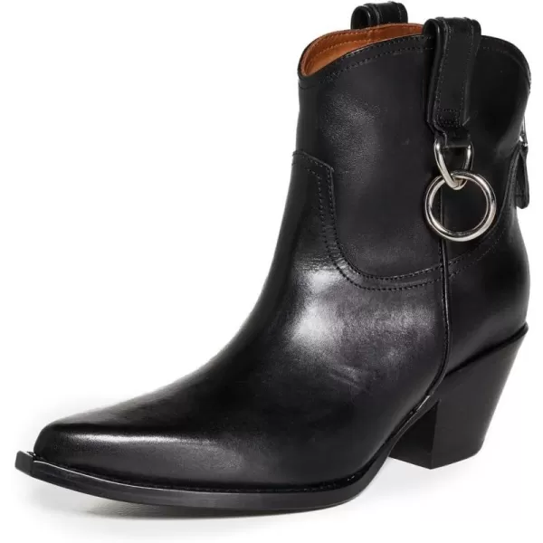 R13 Womens Cowboy Ankle Boots with RingBlack