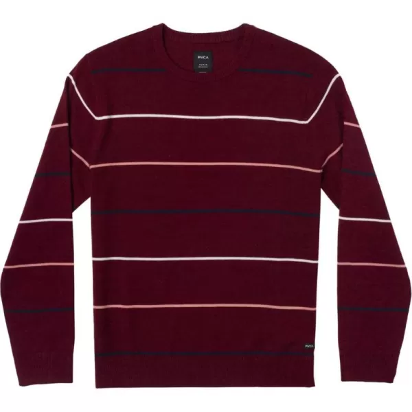 RVCA Mens Crewneck SweaterAlex StripeCranberry