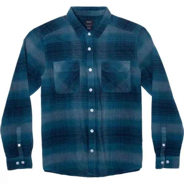 RVCA Mens Thatll Work Flannel Long Sleeve Woven ShirtBalanceHorizon Blue