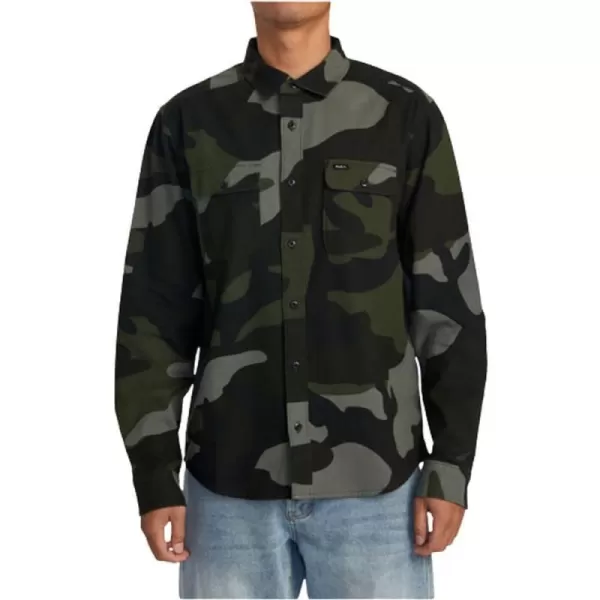 RVCA Mens Thatll Work Flannel Long Sleeve Woven ShirtPanhandle FlannelCamo