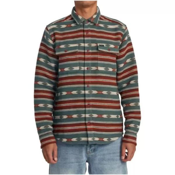 RVCA Mens Thatll Work Flannel Long Sleeve Woven ShirtRvca BlanketTeal