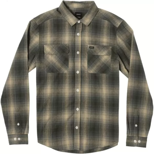 RVCA Mens Thatll Work Flannel Long Sleeve Woven ShirtVesuvioBalsam Green