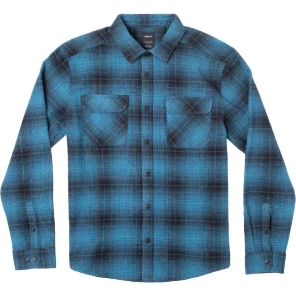 RVCA Mens Thatll Work Flannel Long Sleeve Woven ShirtVesuvioDeep Ocean