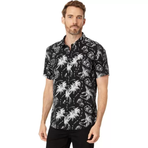 RVCA Mens Will Travel Short Sleeve ShirtBlack Tropic Winds