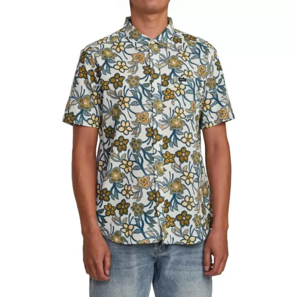 RVCA Mens Will Travel Short Sleeve ShirtSilver Bleach Evening Floral