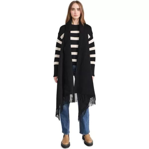 Rag amp Bone Womens Addison Fringed ShawlBlk