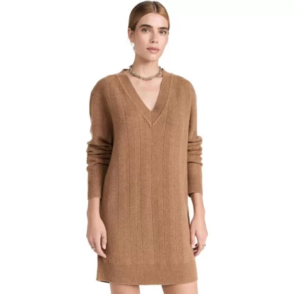 Rag amp Bone Womens Durham Herringbone Cashmere Mini DressCamel