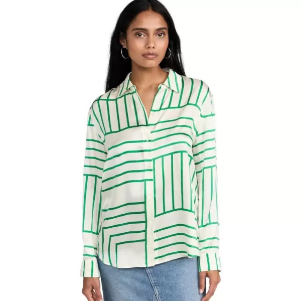 Rails Womens Mara Button Down ShirtGreen Line Art