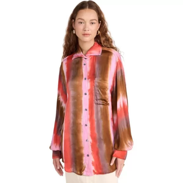 Raquel Allegra Womens Elle ShirtPink Red Stripes