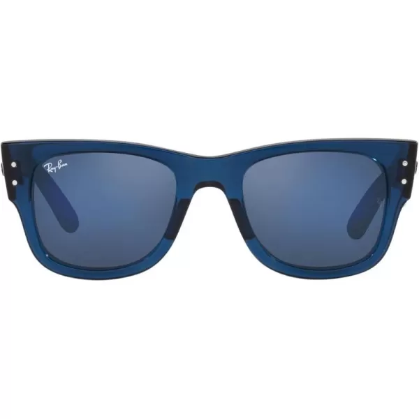 RayBan RB0840s Mega Wayfarer Square SunglassesTransparent Dark BlueGrey Mirrored Blue