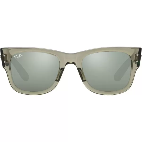 RayBan RB0840s Mega Wayfarer Square SunglassesTransparent GreenGrey Mirror