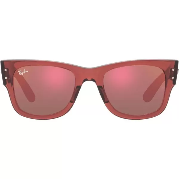 RayBan RB0840s Mega Wayfarer Square SunglassesTransparent PinkBrown Mirrored Dark Red