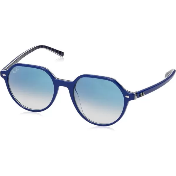 RayBan RB2195 Thalia Square SunglassesBlue on Vichy BlueWhiteClear Gradient Blue