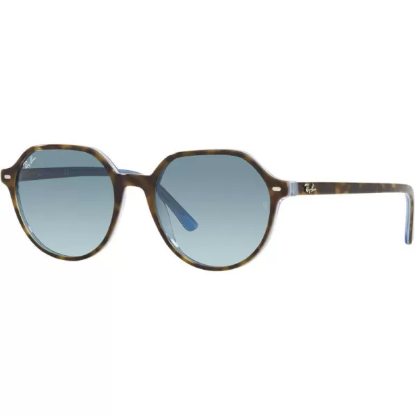 RayBan RB2195 Thalia Square SunglassesHavana on Light BlueBlue Gradient Grey