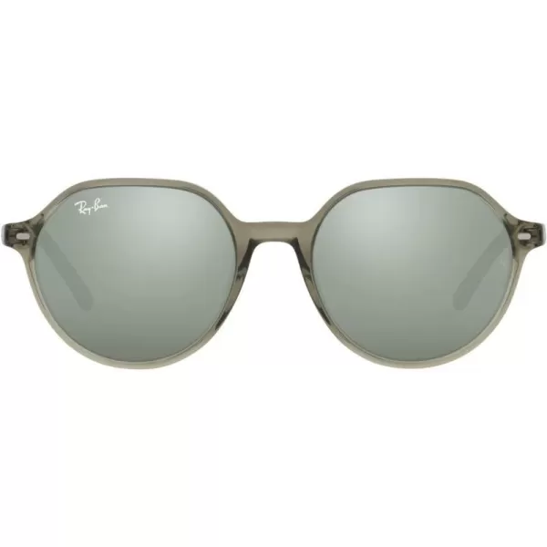 RayBan RB2195 Thalia Square SunglassesTransparent GreenGrey Mirror