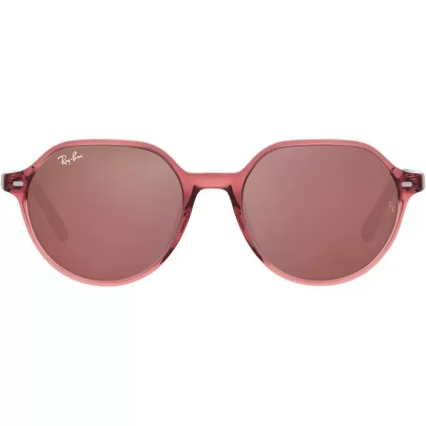 RayBan RB2195 Thalia Square SunglassesTransparent Pink on Brown amp Violet HavanaBrown Mirrored Dark Red