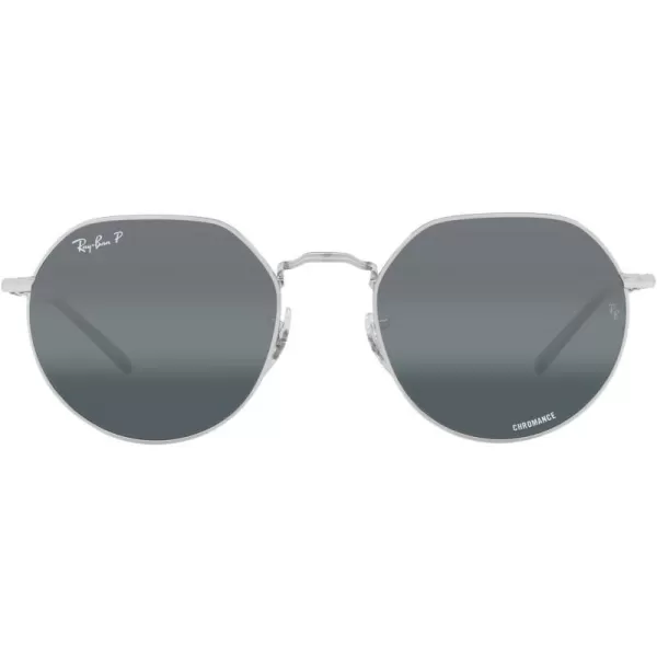 RayBan RB3565 Jack Round SunglassesSilverDark Blue Mirrored Polarized