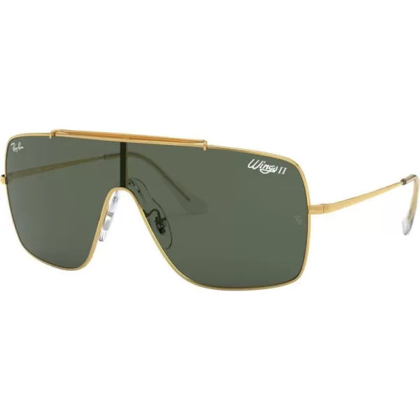 RayBan RB3697 Wings Ii Square SunglassesGoldDark Green